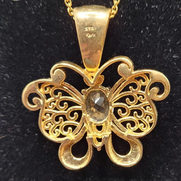 STS Karis Gold Butterfly Pendant Necklace - Picture 3 of 4